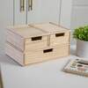 Martha Stewart Weston Stackable Light Natural Paulownia Wood Boxes W/ Drawers, Office Desktop Organizers, Set of 3 LY-E115118-3-NAT-MS